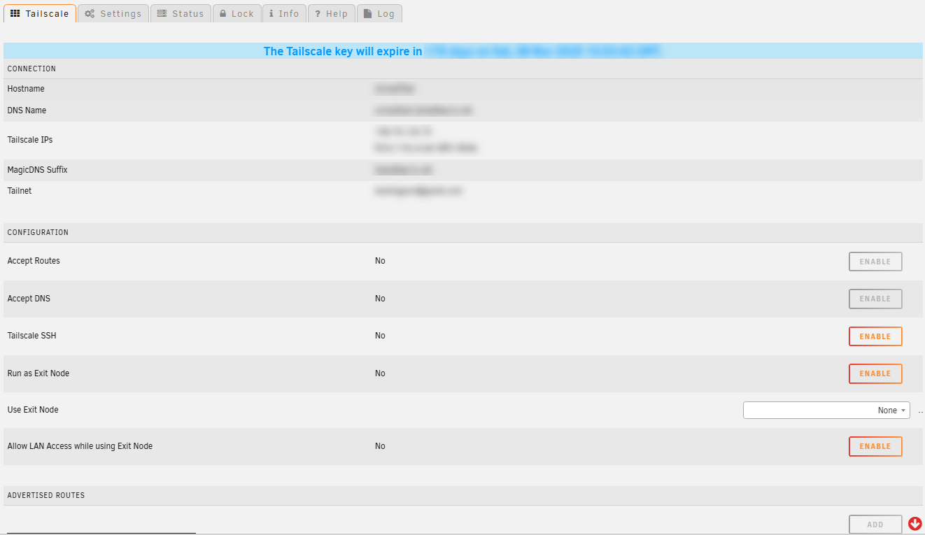 Configuraciones de Tailscale